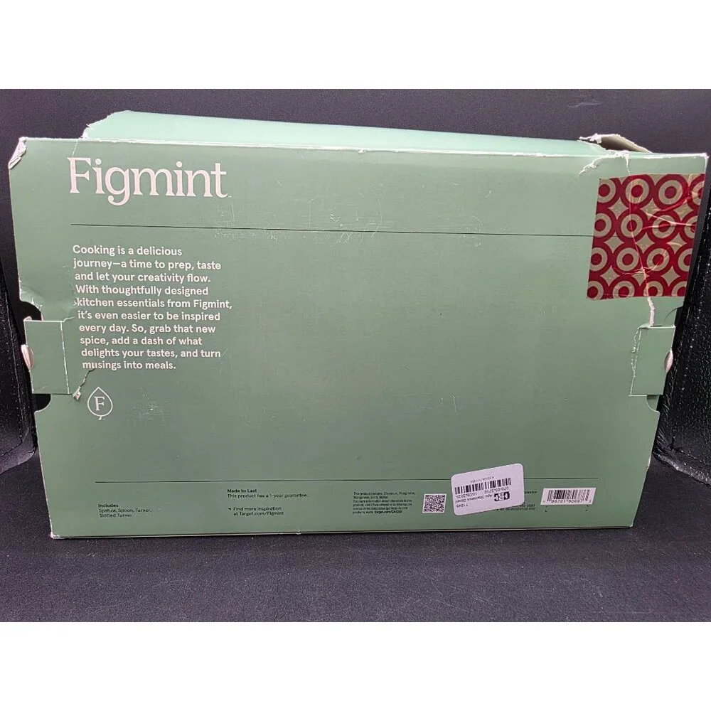 Figmint 3-Piece Cooking Utensil Set Stainless Steel Handles Nylon Silicone Heads
